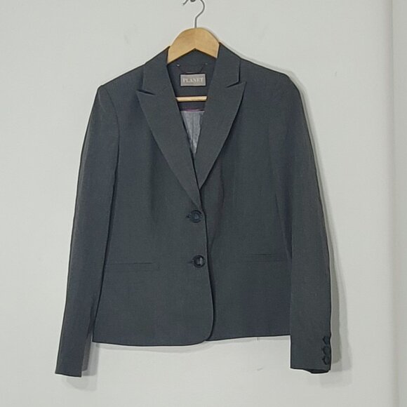 Planet Gray Long Sleeve Business Casual Single-Breasted Blazer High End Classic - Picture 2 of 12